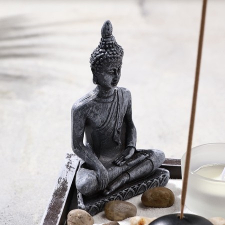 Garden of Stones with a stand for incense "Dream", 12.5x12.5x13cm, concrete-2