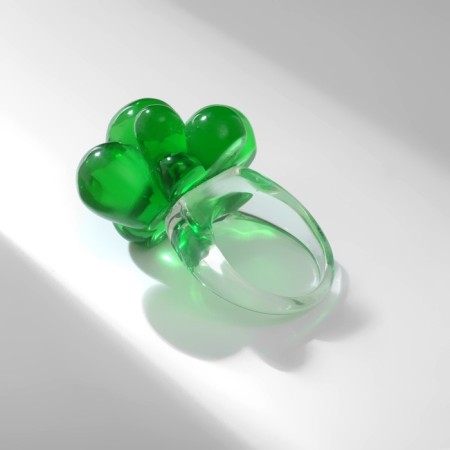 Ring "Molecules", green color, 17 size-2