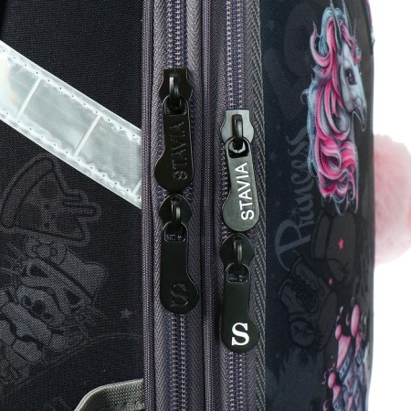 School backpack 38 x 30 x 16 cm, ergonomic back, stavia "unicorn", gray-9