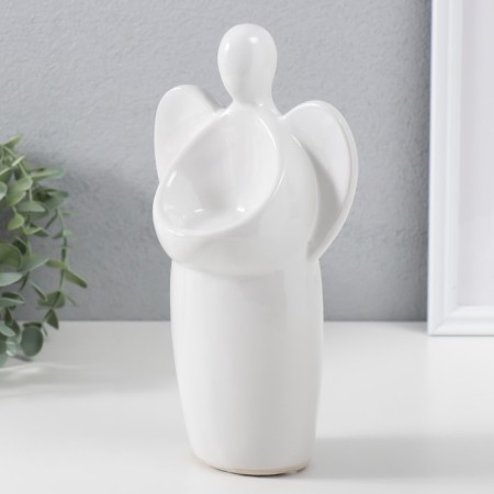Ceramics candlestick per 1 candle "Angel" d = 3.5 cm white 14x9.5x25 cm-3
