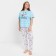 Female set (T-shirt/pants), blue/light gray color, size 46