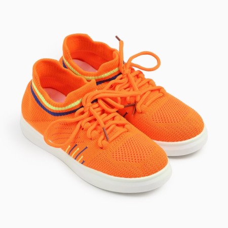 Baby sneakers, orange color/stripes, size 34