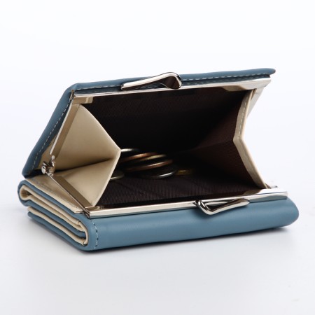 Women's wallet on the button, blue color-4