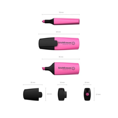 Erichkrause Visioline Mini, 0.6-5.2 mm, water-based fluorescent inlets, pink, pink-2