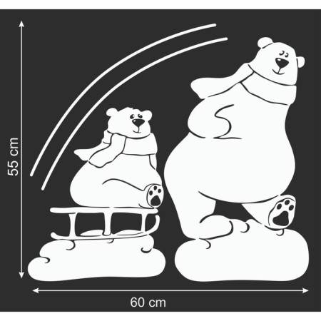 Decorative sticker for windows "Bear on Sanks" 55x60 cm-1