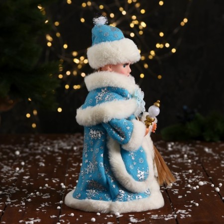 Snow Maiden "Fluffy fur coat with a bow and a flashlight" moves, 30x14 cm, blue-1
