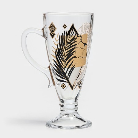 Glass mug for tea/coffee "Golden Herbarium", 250 ml
