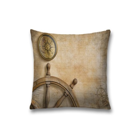 Decorative pillowcase "Compass and helm", on lightning, size 45x45 cm