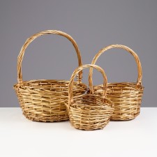 A set of baskets, 3 pcs, 25 × 12/29 cm, 21 × 10/25 cm, 17 × 9/20 cm, willow