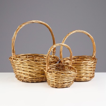 A set of baskets, 3 pcs, 25 × 12/29 cm, 21 × 10/25 cm, 17 × 9/20 cm, willow
