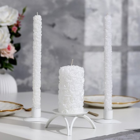 Candle-cylinder wedding "roses", 6x11.5 cm, home-1