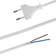A network cord with a fork, 1.5 m, SHVVP 2 x 0.5 mm2, white
