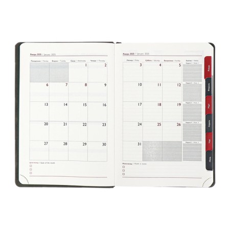 Dated 2025 diary, Escalada, A4, 120 sheets, soft cover, artificial leather, foil embossing, liesse, block 70 g/m2, black-9