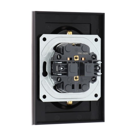 Two -seater socket Tot Glossy Glass, 16 A, hidden, with salary, glass, black-3