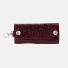Key of buttons, length 12 cm, 7 carabiners, burgundy color