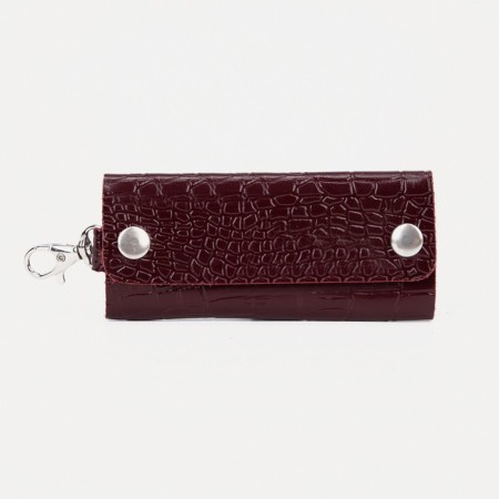 Key of buttons, length 12 cm, 7 carabiners, burgundy color