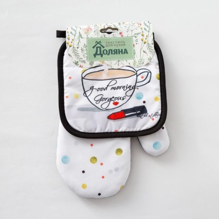 The kitchen set of "Dolyana" Good Morning, a severity 17x17 cm, mitten 26x16 cm-3