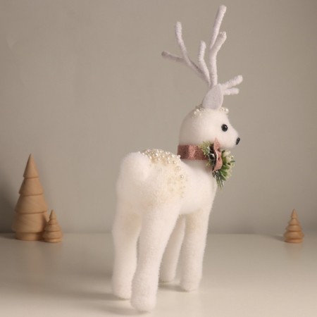 Decor "White Deer in Beads" 29x16x8 cm-1