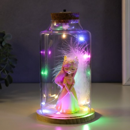 Souvenir Polystone Light "Girl with pink hair, ears and pen" 10x10x17.5 cm-4