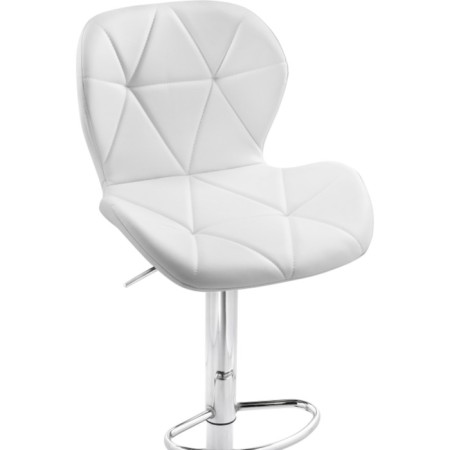 Baric stool Trio metal/eco -leather, chrome/white 48x52x86 cm-4