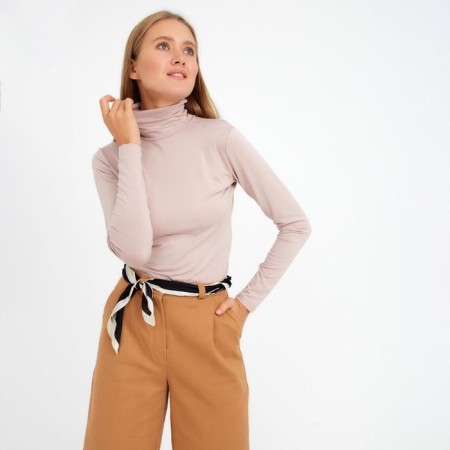 Women's turtleneck Minaku: Basic Line, beige color, size 46-4
