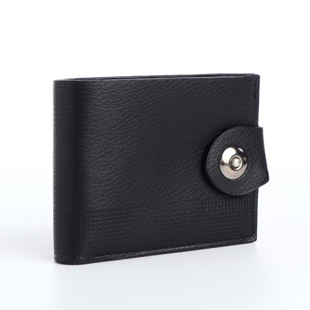 Men's purse on a magnet, a department for cards, coins, black color-1
