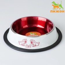 A bowl with a non-slip base decorative color, 230 ml, white-red
