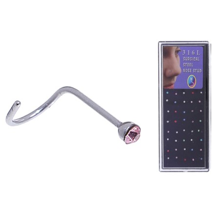 Pierce in the nose (nostille) “rhinestones”, bent, l = 10mm, set 40pcs, mix color in silver-1