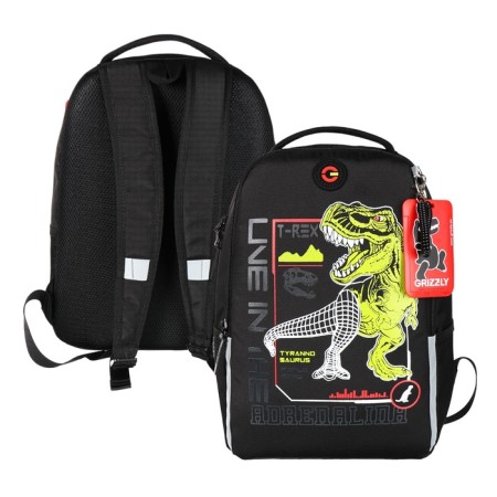 School backpack, 38 x 29 x 16 cm, Grizzly, ergonomic back, black