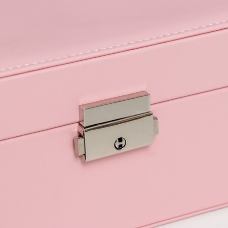 Casket to the leatherette for jewelry "Pink matte" 9x23x17 cm-1
