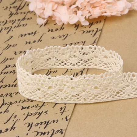 Knitted lace, 28 mm × 10 ± 1 m, beige color-2
