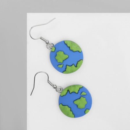 Earrings Assorted "Joy" the globe, the color is blue-green in silver-1
