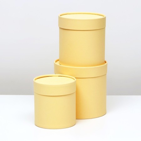 Set of round boxes 3 in 1, "beige", 16x16, 14x14, 12x12 cm-1