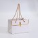Packet for flowers, handle chain, "white", with gold embossing, 15 x 10.5 x 10 cm