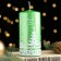 New Year's Candle-Cylinder "New Year's Patterns No. 3", 12.5x6 cm, 35 hours, 275 g, green with white