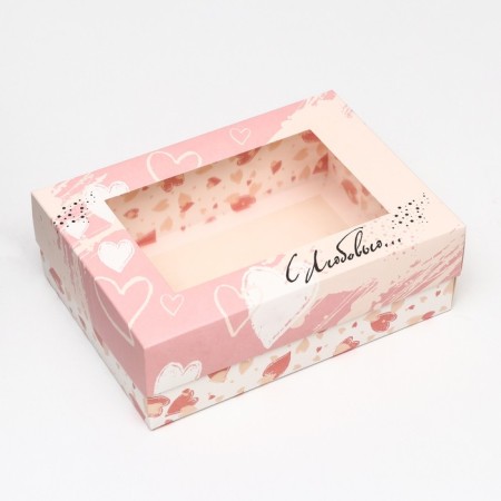 The box is folding, with the window "with love" 21 x 15 x 7 cm-2