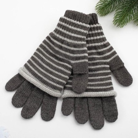 Female gloves, dark gray color, size 18-1