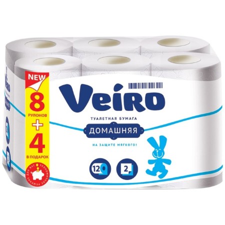 Toilet paper Veiro "Home", 2 layers, 12 rolls