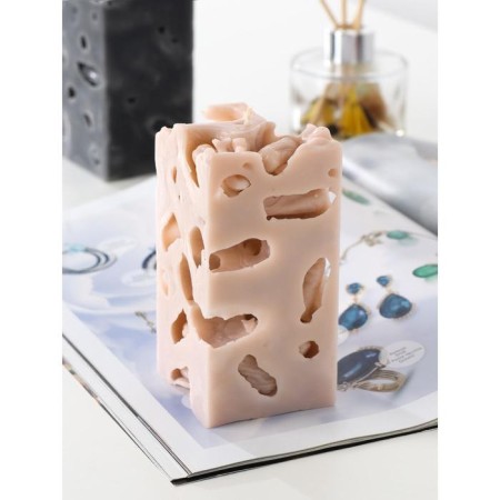 Aromatic decorative candle "openwork", beige, 6x6x12 cm, cinnamon