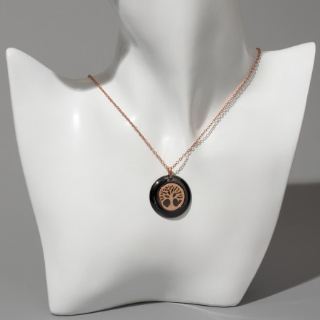 Pendant ceramics "tree of life" color black in gold-3