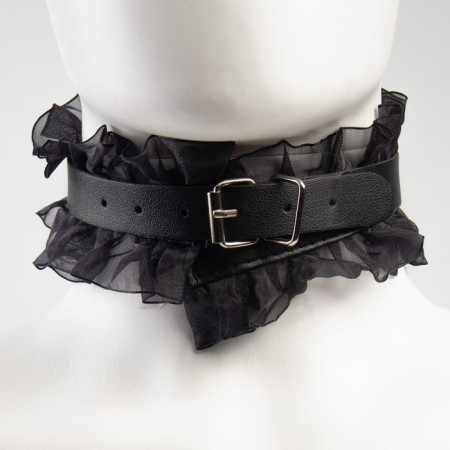 Erotic bdsm set of oka-hpki, with black lace, black, eco-leather, 9 items-4