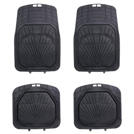 Carpets in a salon with a high side, PVC, universal, black, set 4 pcs-1