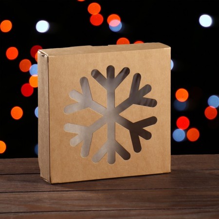 Folding box "Snowflake", craft, 15 x 15 x 4 cm