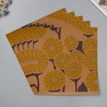 Scrapbooking paper bilateral craft "Flowers" density 180 grams set 5 pcs 30.5x32 cm-3