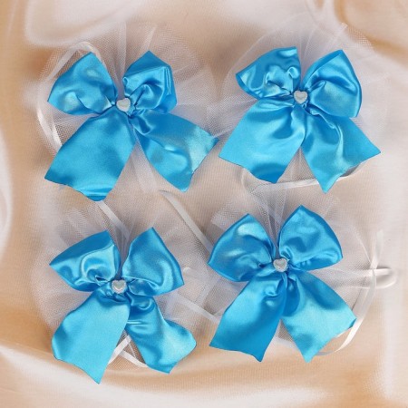 Bows on the handles of a wedding car, 4 pcs., Turquoise-1
