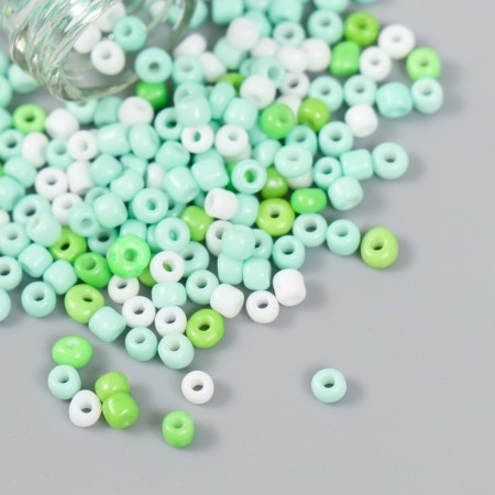 8/0 beads in the bottle "Young greens" 20 g 6x2x2 cm-2