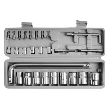 A set of tools in the case of the tundra, automobile, 1/2 "and 1/4", 27 items-1