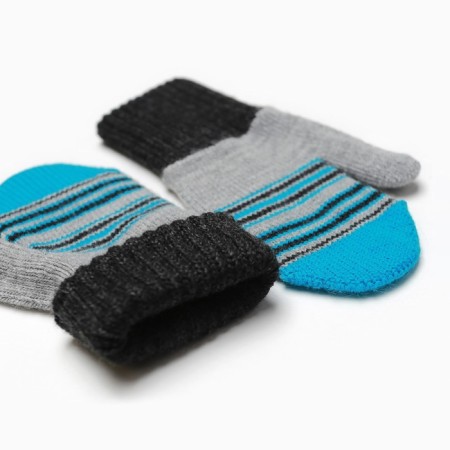 Baby mittens are single, turquoise/gray color, size 11-12-2