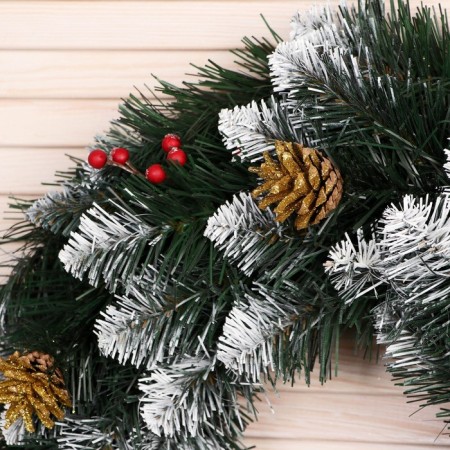 New Year wreath "Interior snow -white" bump gold + berry 50 cm-1