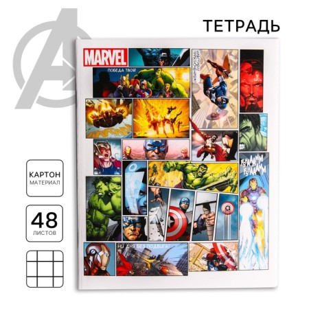 Notebook 48 sheets in a cage, cardboard cover, Avengers